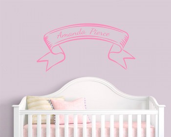 Ribbon Customized Name Vinyl Wall Decal For Nursery 